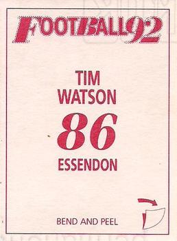 1992 Select AFL Stickers #86 Tim Watson Back